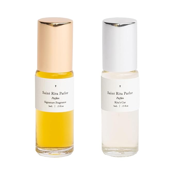 Rita’s & Signature Parfum Bundle – Luxury Unisex Fragrances with Organic Ingredients – Vanilla Musk, Leather, Tobacco, Whiskey & Rose – Handcrafted in California – 5mL Each