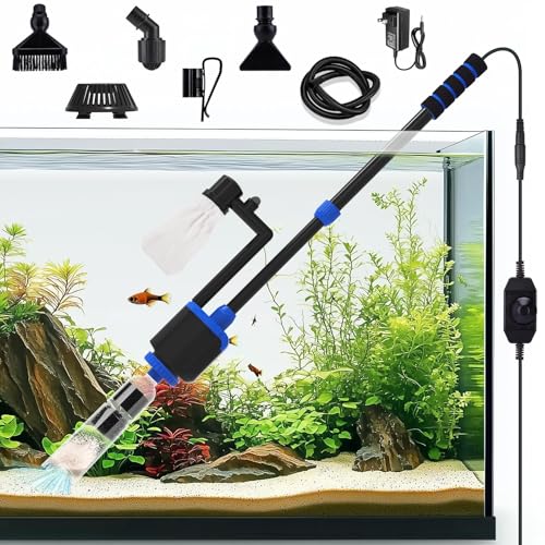 AQQA DC 36W Electric Aquarium Vacuum Gravel Cleaner 6-in-1 Multifunctional Fish Tank Cleaning Kit for Remove Dirt, Change ...