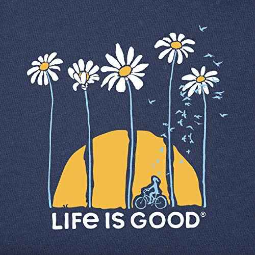 Life is Good Women's Crusher Tee Shirt, Short Sleeve Cotton Graphic T-Shirts, Towering Daisies Bike