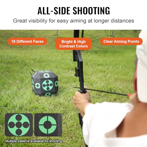 VEVOR15 x15 All-Side Shotting Archery Arrow Target, Outdoor Portable Archery Target with Carry Handle, Easy Arrow Removal, Great Visibility, Lightweight, Easy to Transport, Black