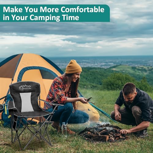 SAILARY Outdoor Folding Camping Chair with Cup Holder, Storage Bag, Large Anti-Sink Feet, 325lbs Capacity, Breathable Mesh...