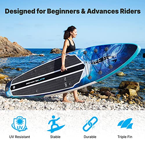 SereneLife Set of 2 Inflatable Stand Up Paddle Boards with Premium Accessories – SUP Pair with 32" Wide Stable Design, No...