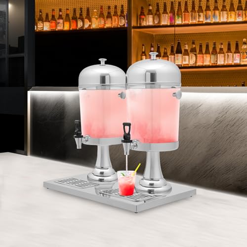 3.52 Gallon Drink Dispenser with Ice Core, Stainless Steel Large Beverage Dispenser with Stand & Drip for Cold Drinks, Jui...