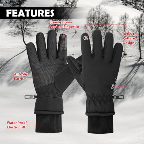 WESTWOOD FOX Waterproof Winter Gloves for Men & Women,Windproof, Warm Ski Gloves, Touchscreen, Anti-Slip Grip Gloves for C...