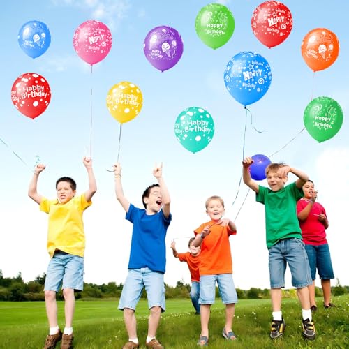 50pcs 12inch Happy Birthday Balloons for Men&Women, Assorted Balloons for Party, Beautiful Flowers Printed Decoration (Bir...