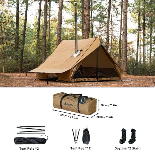 POMOLY Camping Hot Tent Cabin Tent, Chalet 70 Series Portable Wall Tents with Stove Jack and Two Poles for 2-3 Person Hiki...