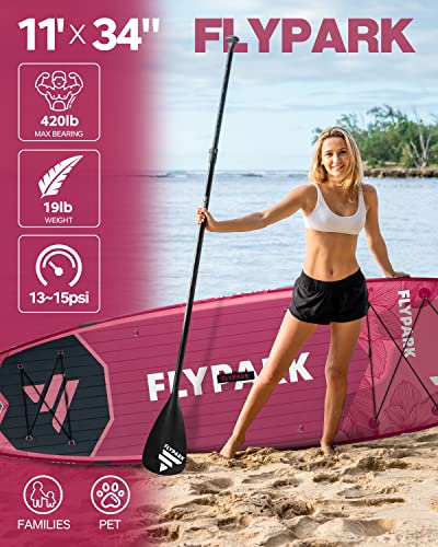 Flypark Standard&Family Bundles｜11'x34 & 11'x35 Inflatable Stand Up Paddle Boards, All Accessories+2, 116L Backpack, Shoul...