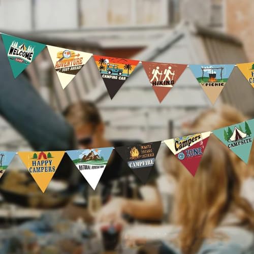 Pennant Banners, 3 Meters Colorful Triangle Bunting Flag Fabric Pennant Garland Bunting String Flag for Outdoor Travel Cam...