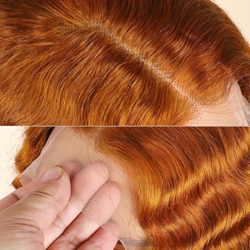 Ginger Wig Human Hair 13x6 Ginger Orange Deep Curly Lace Wig Human hair Ginger Lace Front Wigs Human Hair 200% Density ginger Deep Wave Frontal Wigs For Black Women Pre Plucked With Baby Hair 22 Inch