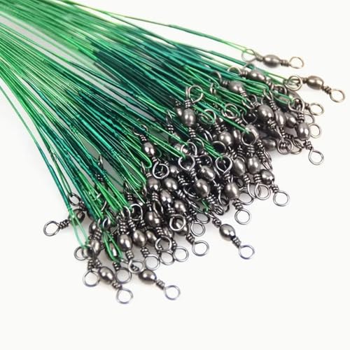 Steel Fishing Leader Wire with Swivel, Bite-Resistant Anti-Bite Trace for Freshwater and Saltwater, Heavy-Duty Fishing Tac...