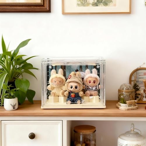 Clear Acrylic Display Cases for Collectibles with LED Light,DIY Scene, with Backdrop, No Dust , No Moisture, for Figures C...