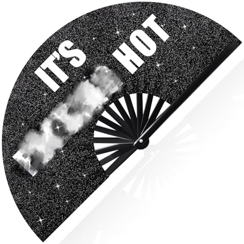 Vercraft 13'' Large Folding Fans for Line Dancing Glitter Large Rave Hand Fan Boots on the Ground Clack Rave Fan for Women...