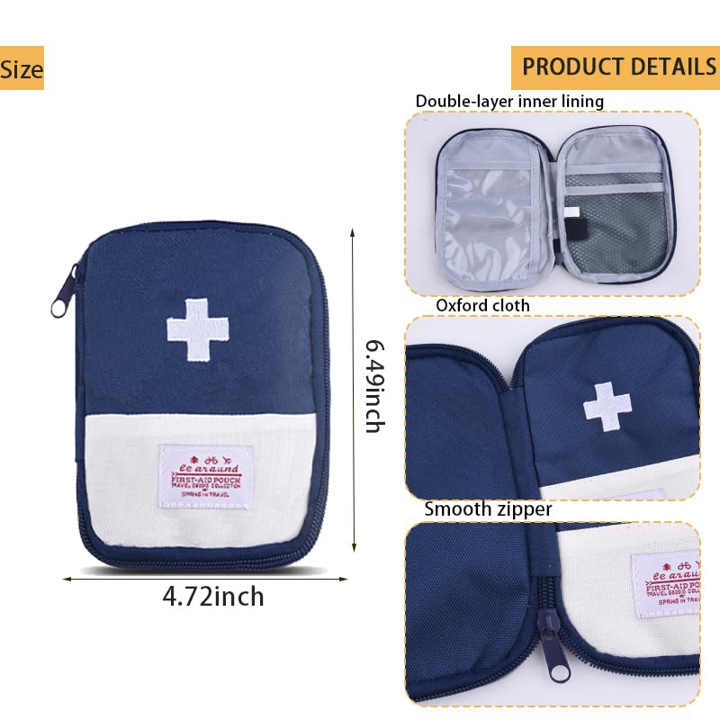 Portable Medical Kit First Aid Bag Small Medicine Organiser Travel Medical Pouch for Women Men Blue Medicine Case Holiday ...