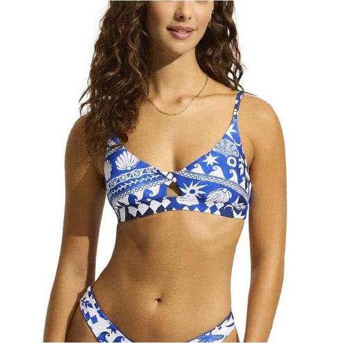 Seafolly Women's Active Hybrid Bralette Bikini Top with Center Keyhole Detail