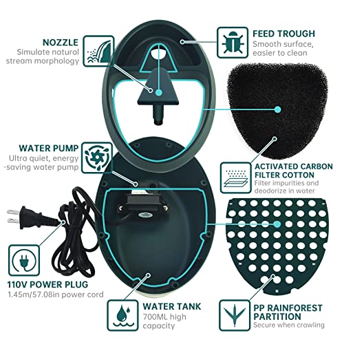 MYGIIKAKA Reptile Drinking Water Fountain Chameleon Accessories Automatic Circulation System with Trough, Bearded Dragon C...