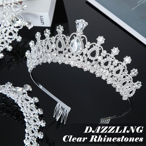 Loetere 12 Pcs Crystal Tiara and Princess Crown with Comb Crown Rhinestone Women Girls Tiara Headpiece Queen Hair Accessor...