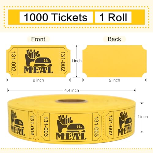 ESSENTIAL 1000 Raffle Tickets Rolls, Meal Tickets Single Roll for Events, Leisure, Movie Watching, Entertainment, Class Re...