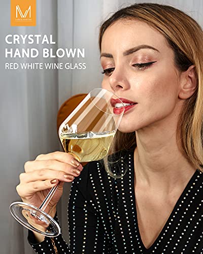 Red Wine Glasses Set of 4, Premium Crystal Wine Glasses Hand Blown,15 oz,Thin Rim,Long Stem,Perfect for Red or White,Daily...