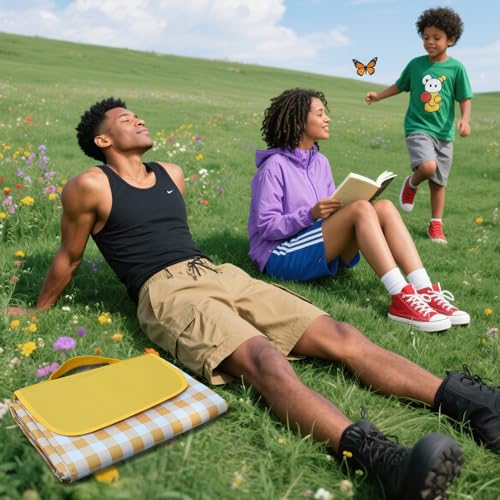 FANEAMADE Picnic Blankets,Large Beach Blanket Sandproof Foldable,Beach Mat Sand Free Waterproof Packable for Outdoor Grass...