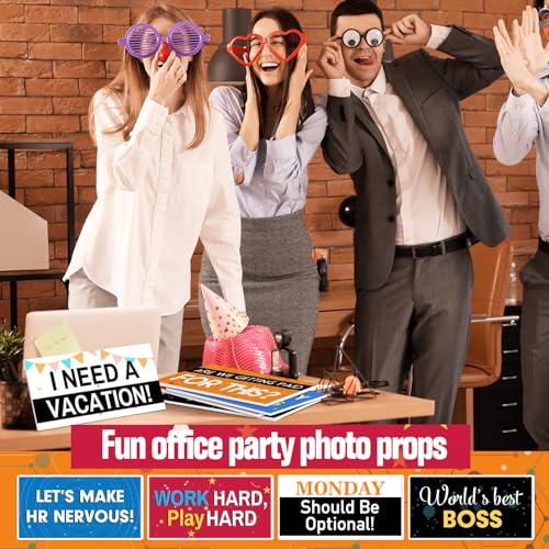 24 Designs Office Party Photo Booth Props Double Sided 11x5.5 Inch Photo Booth Props Corporate Party Water Proof Funny Adu...