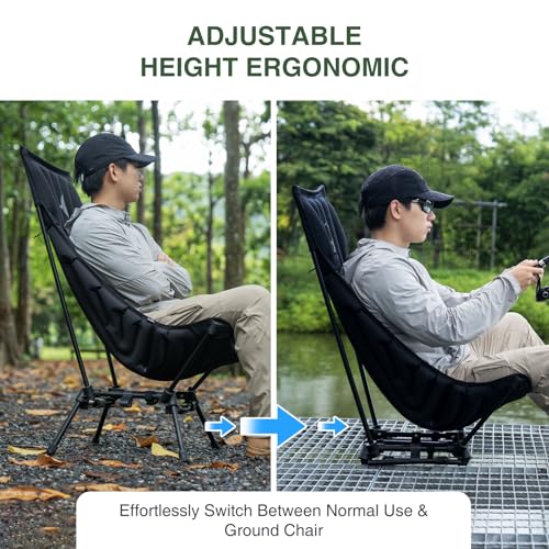 BLACK ORCA High Back Camping Chairs Inflatable Portable Camping Chair Lightweight Compact Folding Chairs with Carry Bag fo...