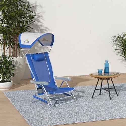 GCI Outdoor Waterside SunShade Backpack Beach Chair with Canopy Shade