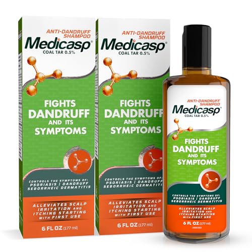 Medicasp Coal Tar Anti-Dandruff Shampoo, Alleviates Symptoms from 1st Wash, Treats Psoriasis, Seborrheic Dermatitis & Itch...
