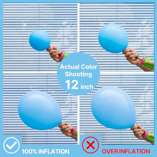 PartyWoo Light Blue Balloons 123pcs Different Sizes Pack of 18 12 10 5 Inch Baby Pastel Blue Balloon Arch Kit for Baby Sho...