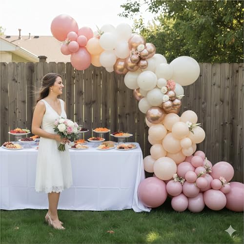 Nude Dusty Pink Balloons Set, 60Pcs 12 Inch Retro Blush Pink Apricot Helium Balloon with Beige White Champagne Gold Latex ...