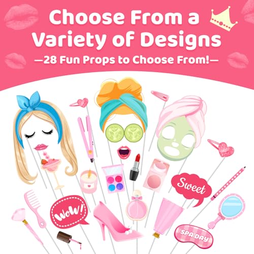Spa Photo Booth Props, 26 Pcs Spa Day Photo Booth Props, Spa Party Photo Booth Props & Makeup Photo Booth Props for Makeup...