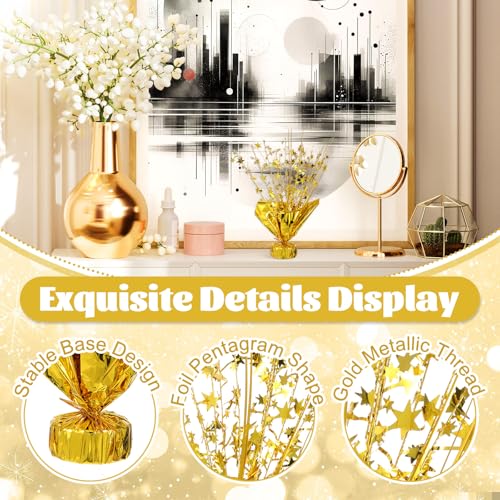 6 Pcs Metallic Foil Spray Centerpiece Star Table Decoration Gold Centerpieces Decors with Star Burst Table Centerpieces fo...
