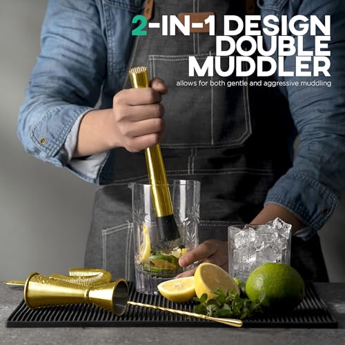 Homestia Cocktail Shaker Set, Bartending Kit: Weighted Boston Shaker Tin, Hawthorne Strainer, Jigger, Bar Spoon and Muddle...