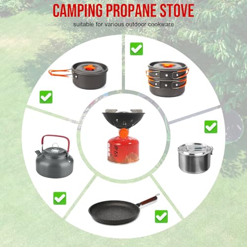 Portable Outdoor Camping Stove, With Powerful Firepower of 10000 BTU,Quickly Boil 1.5L of Water in 4 Minutes and 30 Second...