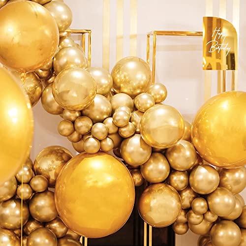 Latex Balloons, 100-Pack Different Sizes 18 12 10 5 Inch Party Balloon Garland Kit (Gold)