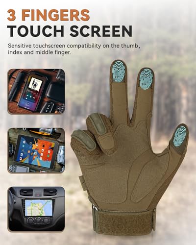 KUMGIM Tactical Gloves for Men, Motorcycle Military Combat Gloves Black Airsoft Gloves Touchscreen for Airsoft Outdoor Hun...