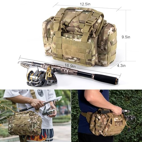 Dr.Fish Fishing Rod and Reel Combos 125-Pieces Telescopic Spinning Pole Reel Gear Equipment Set with Tackle Bag for Adult ...
