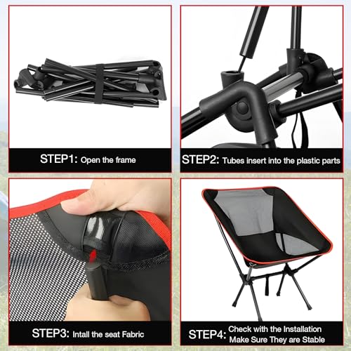 Thallike Ultralight Camping Chair, Portable Folding Backpacking Chair, Compact Camping Chair with Carry Bag for Outdoor Ca...