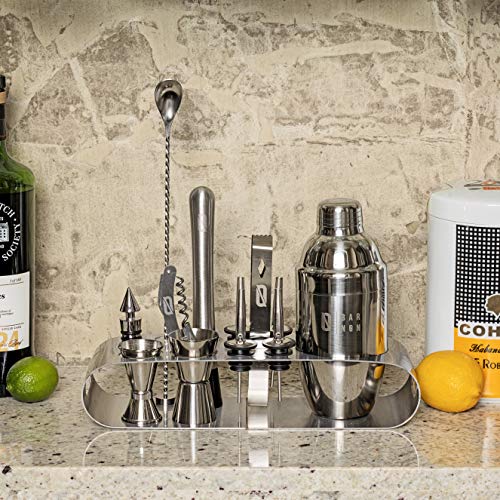 BAR NONE The Cocktail Set | 12-Piece Stand Bar Set Exquisite Quality Bartender Kit Tools | Martini Shaker Jigger Shot Mudd...