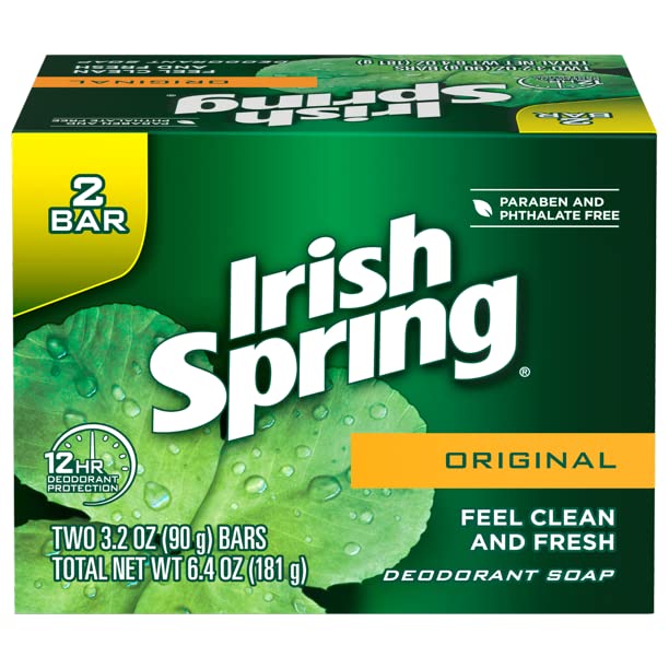 Irish Spring Bar Soap 3.2 Oz Bar (Original, 4 Bars)