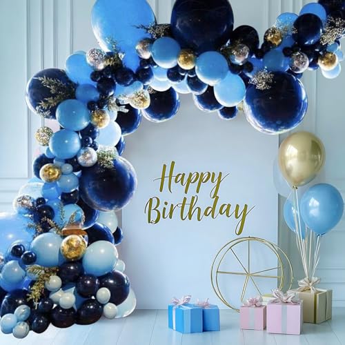 Assorted Blue Balloons Set, 60 pcs Metallic Blue Balloons, Pearl, Navy, Light Blue, Baby Blue Balloon 12 inch Latex Balloo...