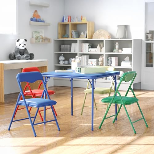 Flash Furniture Mindy Kids 5-Piece set Folding Square Table and Chairs Set for Daycare and Classrooms, Children's Activity...