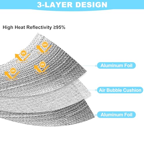 MYFAMIREA Double Reflective Insulation Roll 23.6IN x 10FT Bubble Aluminum Foil Sheet Thermal Insulation for Summer Heat, 3...
