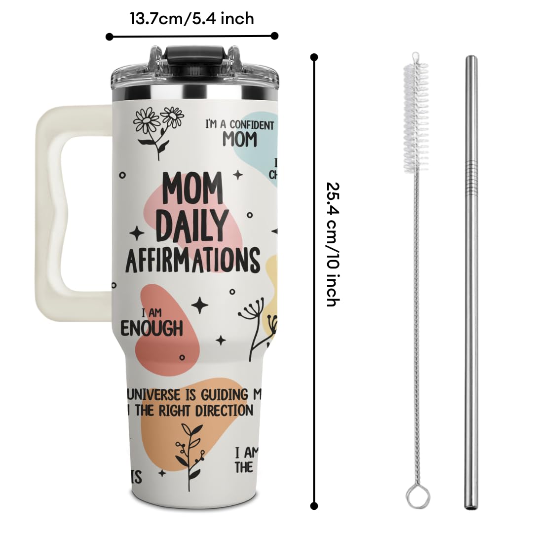 LIERIE8888 Mom Daily Affirmations Tumbler 40Oz – Gifts for Mom's Birthday, Mother's Day, Expecting Moms Present, Momma Gifts from Daughters, Sons, Kids, Inspirational Mama Mug, Mommy Coffee Cup