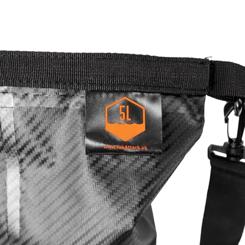 YakAttack 5L Roll-Top Drybag with Air Valve - Black Carbon | Waterproof Marine Dry Bag for Kayaking, Boating & Paddleboard...