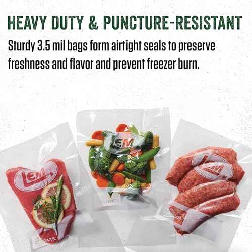 LEM Products MaxVac Quart Vacuum Sealer Bags, 8 x 12 Inches, Compatible with Major Vacuum Sealer Brands, 100 Count