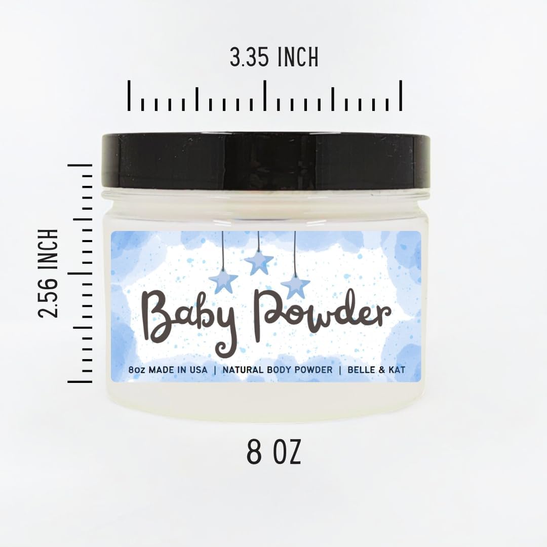 Body Powder for Women & Men Scented Baby Powder (classic powder fresh scent), Bath Perfume Dusting Powder with Fragrance & Essential Oils, Talc Free 8oz Container, Made in USA