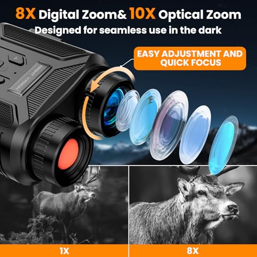 NKBZEB Night Vision Goggles - 5W Upgraded 4K HD IR Binoculars - 8X Digital Zoom, Rechargeable Binoculars with Camera Built...