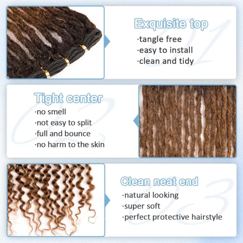 Originea 0.6cm 6-18 Inch 100% Human Hair Dreadlock Extensions Curly Ends Loc Extensions Human Hair For Women/Kids Handmade Permanent Loc Extensions Can Be Dyed Bleached Curled T30# 10 inch 30 Strands