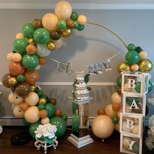 PatiCool Nude Balloons - 12 inch 100pcs Latex - Round Neutral Boho Birthday with 2 Ribbons, Helium Apricot Balloons for Bi...