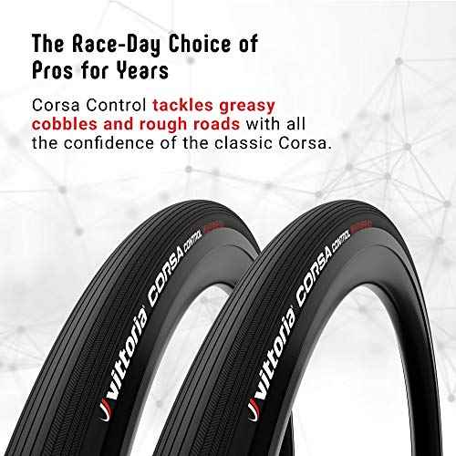 Vittoria Corsa Control Graphene 2.0 - Road Bike Tire - Tubeless Ready Bicycle Tires for Performance in Rough Roads
